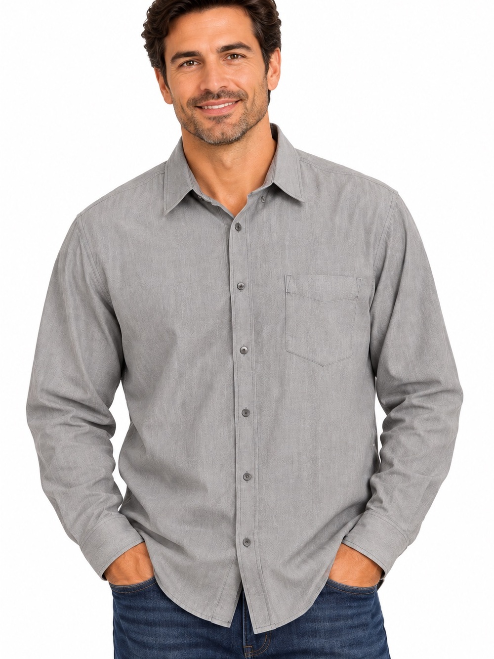 Levi's Mens XL Gray Regular Fit Long Sleeve Button Up Shirt Cotton Blend Casual
